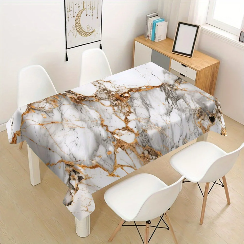 Elegant Marble Print Waterproof Tablecloth for Dining Room Home Decor Spill Proof Table Cover