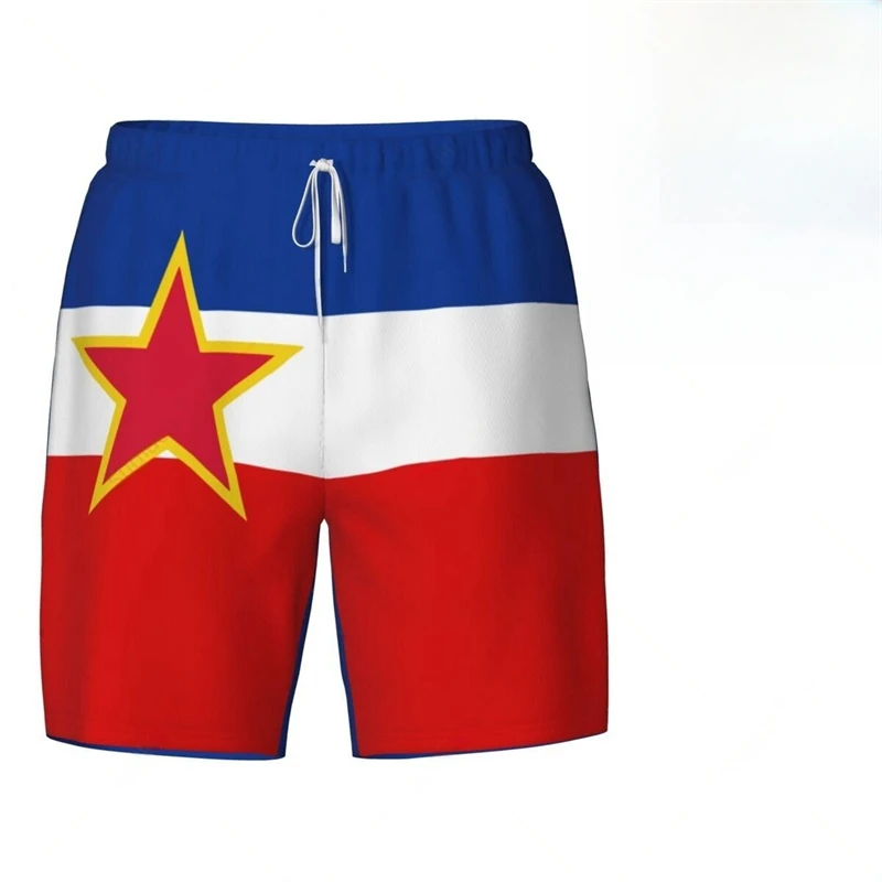 Fashion Yugoslavia Flag Beach Shorts Summer Casual Men Women 3D National Emblem Printed Short Pants Loose Quick Dry Swim Trunks