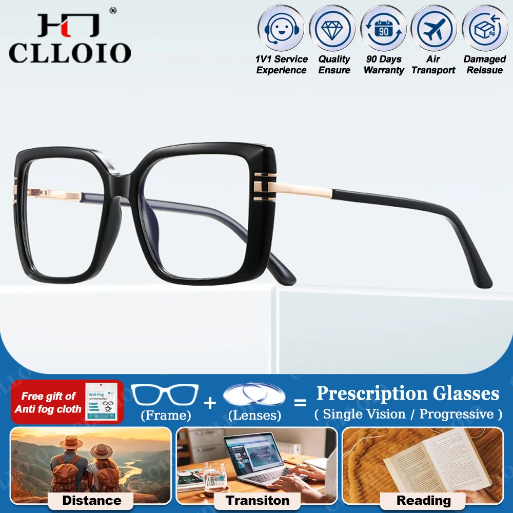 

CLLOIO модные женские квадратные оптические очки для близорукости по рецепту, высококачественные прогрессивные фотохромные очки с защитой от синего света