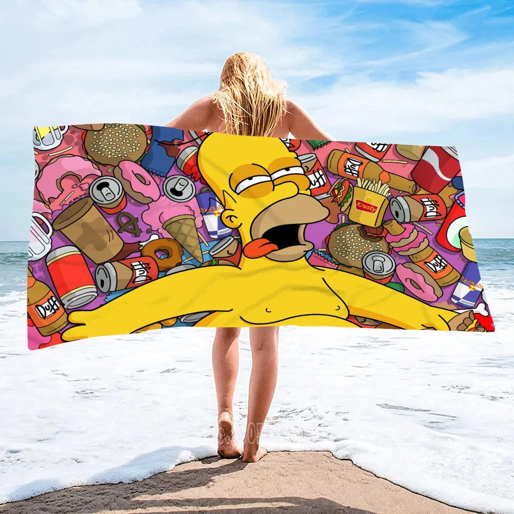 

Anime Cross border Simpson Animation Bath Towels Microfiber Beach Swimming Towel Decor for Adults Kids Gift 75x150cm