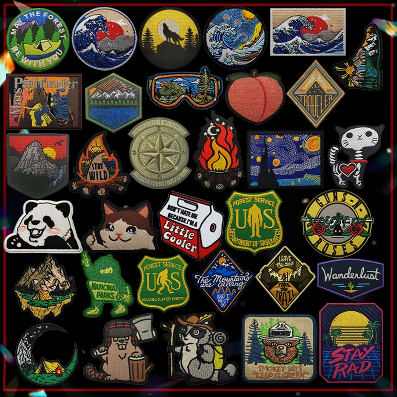 Embroidery Traveler National Park Explore Nature Camping Patch Travel Adventure Patches Surf Hiking Ski Wildland Appliques