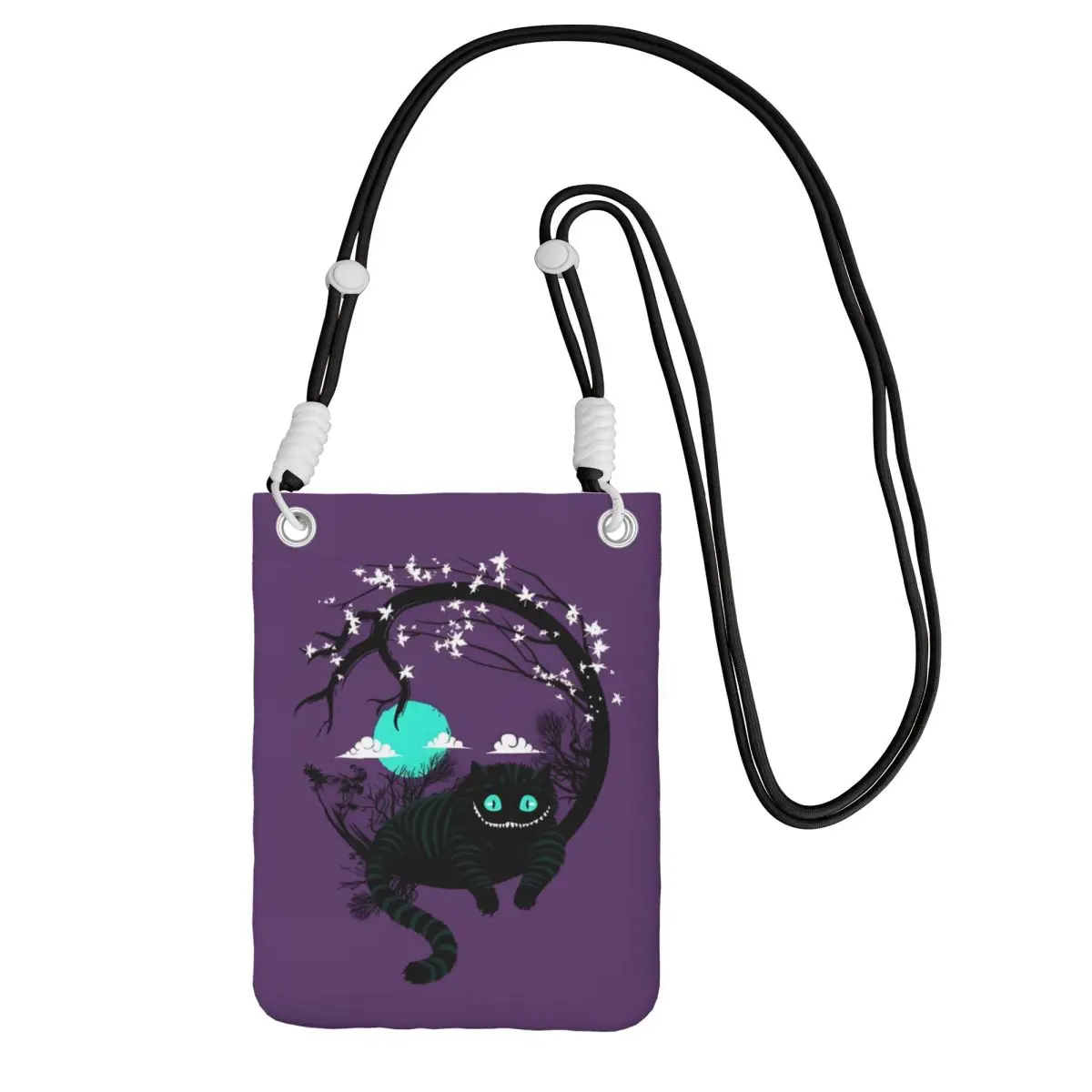 

Custom Alice In Wonderland Mobile Phone Bag Women Men Cheshire Cat Shoulder Crossbody Bag Card Bag Mini Shoulder Purse Wallet