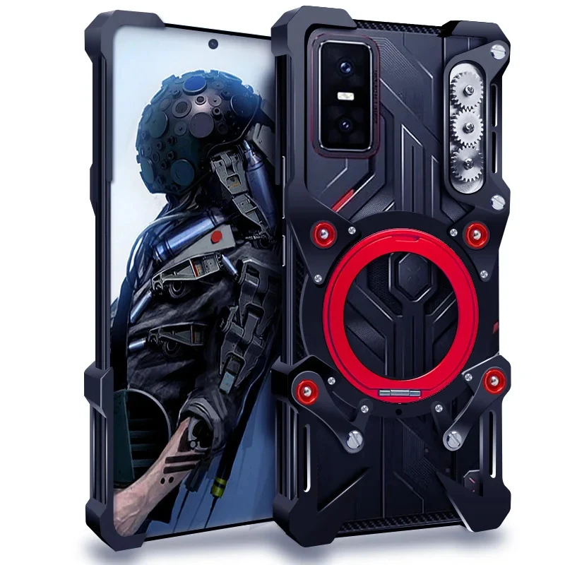 Magnetic Rimless 360° Shockproof Rotating Stand Bumper Case, Metal Armor Protective Cover For Infinix GT 10 20 30 Pro