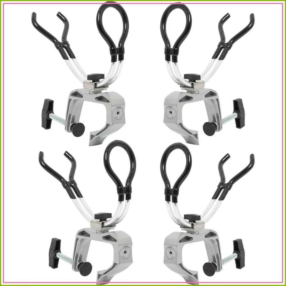 

4 Pack Aluminum Alloy Boat Rod Holders with Clamp, Adjustable Up/Down & 360° Rotatable Fishing Rod Racks