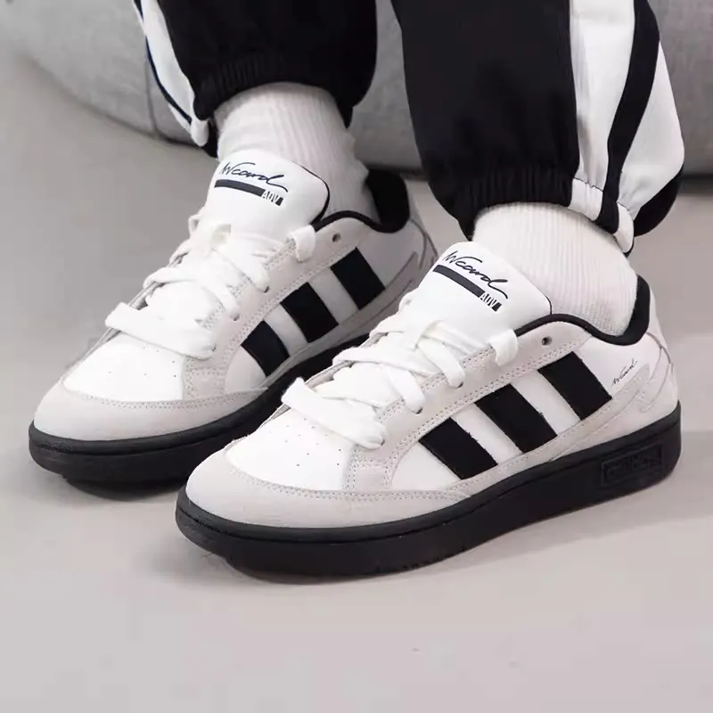 Adidas IH0961 Low‑top Board Shoes Leather Upper Fabric Lining Rubber Outsole Lace‑up Classic Daily Casual Sneakers