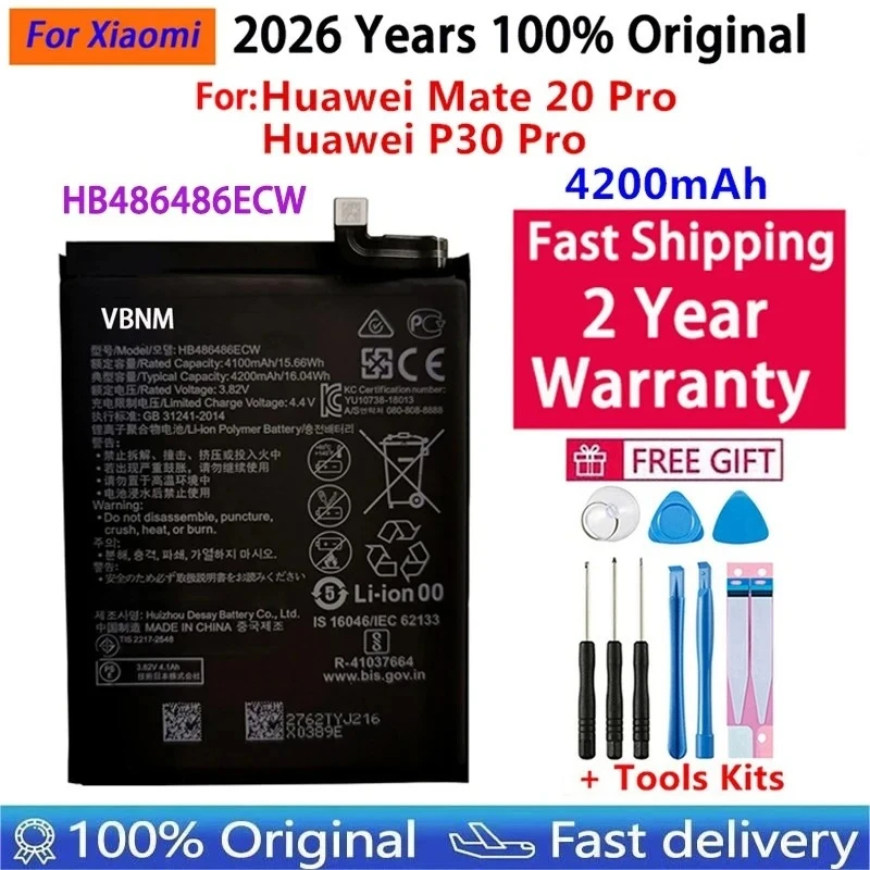 Fast Shipping 4200mAh HB486486ECW Phone Battery For Huawei P30 Pro Mate20 Pro Mate 20 Pro Batteries Free Tools