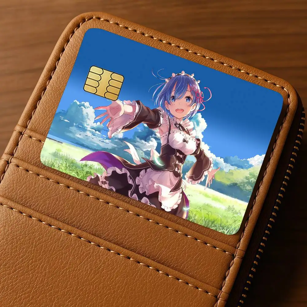 Anime R-ReS Z-ZeroS Rem Credit Skin Cover Card Stickers 4PCS Film Bus Pass Front Decoration Bank Debit Waterproof