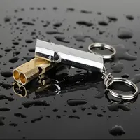 Flat Aluminum Dual Frequency Survival Whistle Double Barrel Outdoor Survival Whistle1 PC