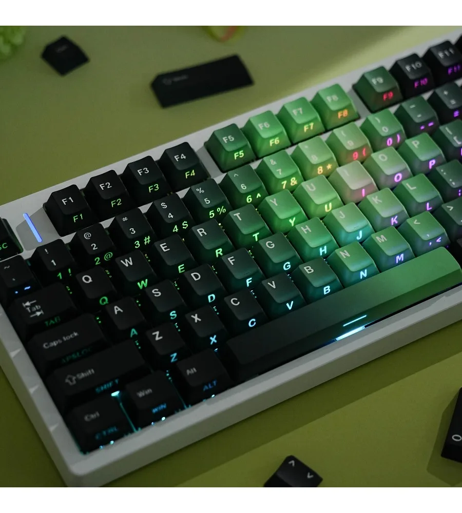 Qingyi double engraved translucent Pbt original full set of keycaps Korean Russian German Western grammar Arabic hot-selling