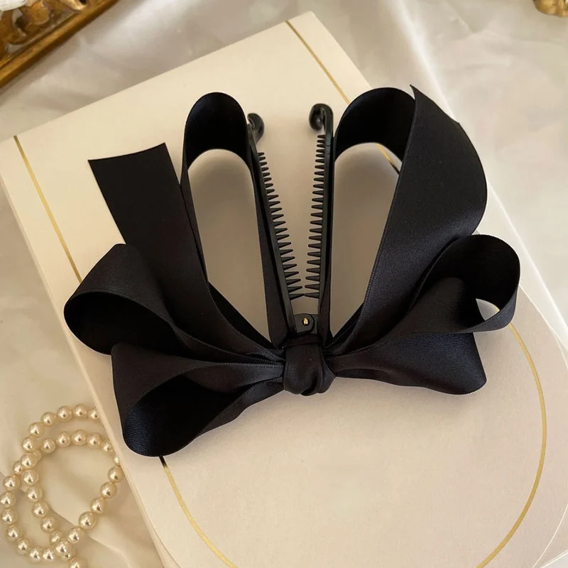 Haarschleifen für Frauen, Haarspangen mit Schleife, Haarschleifen aus seidigem Satin für Mädchen, Haarband in neutralen Farben, süße Schleifenklammern für Frauen – Detail 3