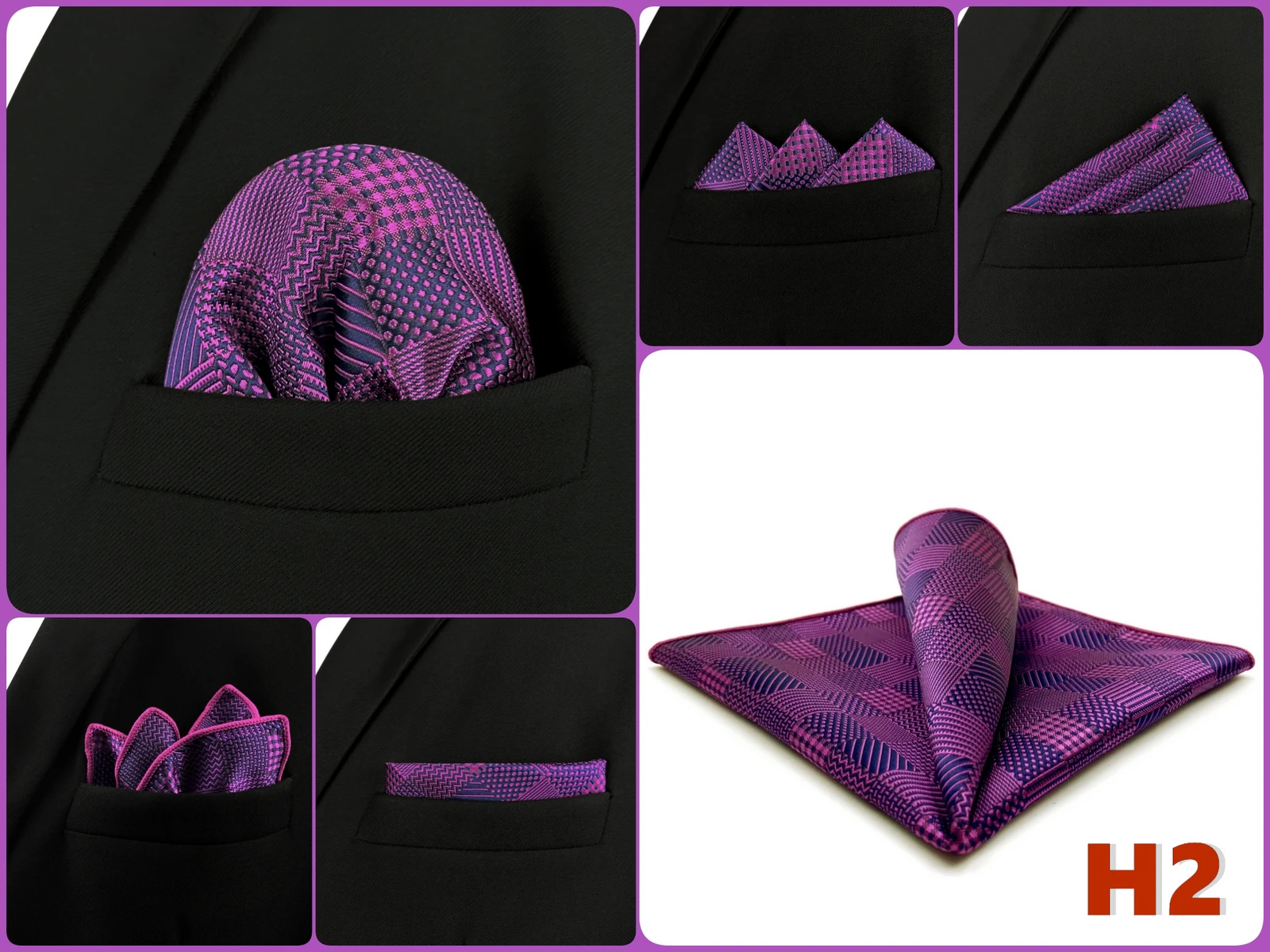 Pocket Square Handkerchief for Men Polka Dot Dots Plaid Check Checkered Suit Pocket Towel Hanky Mens Gift Wedding Business Party