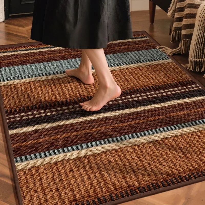 60x90cm Absorbent Non Slip Doormat Rug Washable Entrance Floor Mat Vintage Brown Indoor Door Hallway Bathroom Kitchen
