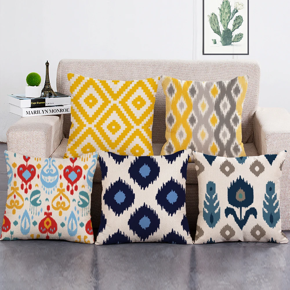 

Geometric Print Cushion Cover 45x45cm Abstract Geometric Decorative Throw Pillow Case for Office Home Decor