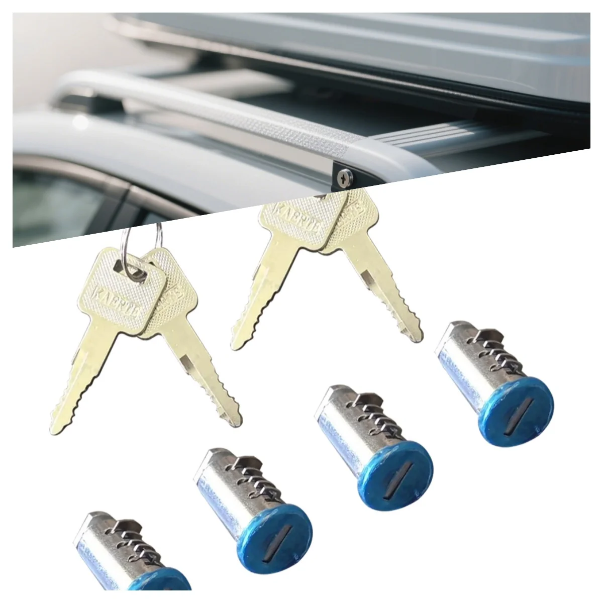 Conjunto de bloqueio de rack de teto, 4 unidades, com 4 chaves, serve para barras de telhado Thule Halfords, transportadores de ciclo, fechaduras de barril seguras para substituição de caixas de telhado