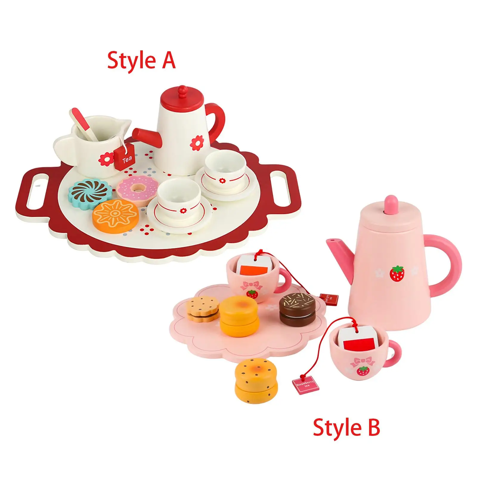 Wooden Cake Stand and Cakes Toy, Wooden Toys, Cake Pretend Play Simulation Toy, Wooden Tea Set