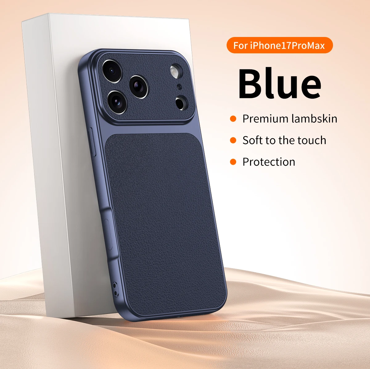 Erschwingliche Luxus Premium PU Lammleder Silber Weiß Schwarz Handyhülle für iPhone 17 16 15 14 13 12 11 Plus Pro Max X XR Rückseite – Detail 16