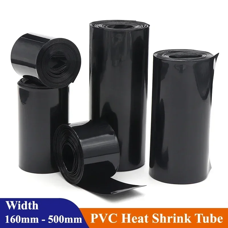 

1M~10M PVC Heat Shrink Tube 18650 Lipo Battery Pack 160mm ~ 500mm Insulated Protection Film Wrap lithium Case Cable Sleeve Black