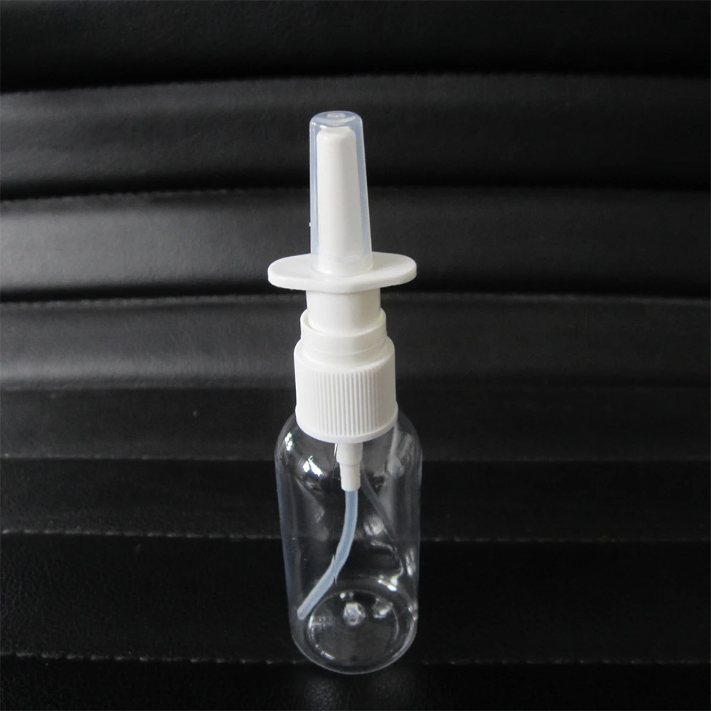 

10pcs Round Shoulder Bottle Nasal Spray 30Ml Light Brown Portable Durable Plastic Long Nose Spray For Travel Outdoor Sports