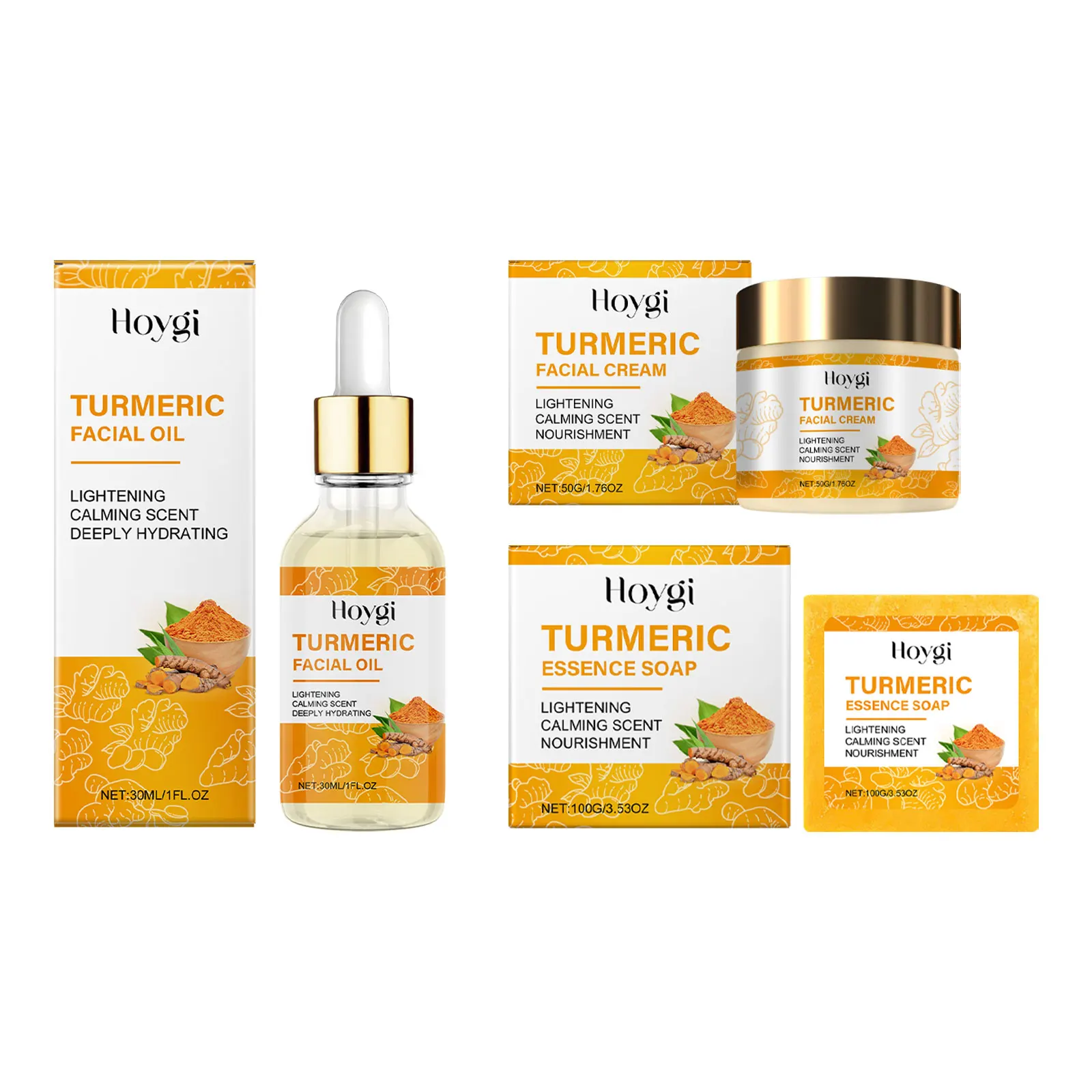 Turmeric Facial Essential Oil Repair Firming Deep Cleansing Soap Even Skin Tone Cream for Face Reduce Dullness Nourish Skin Care