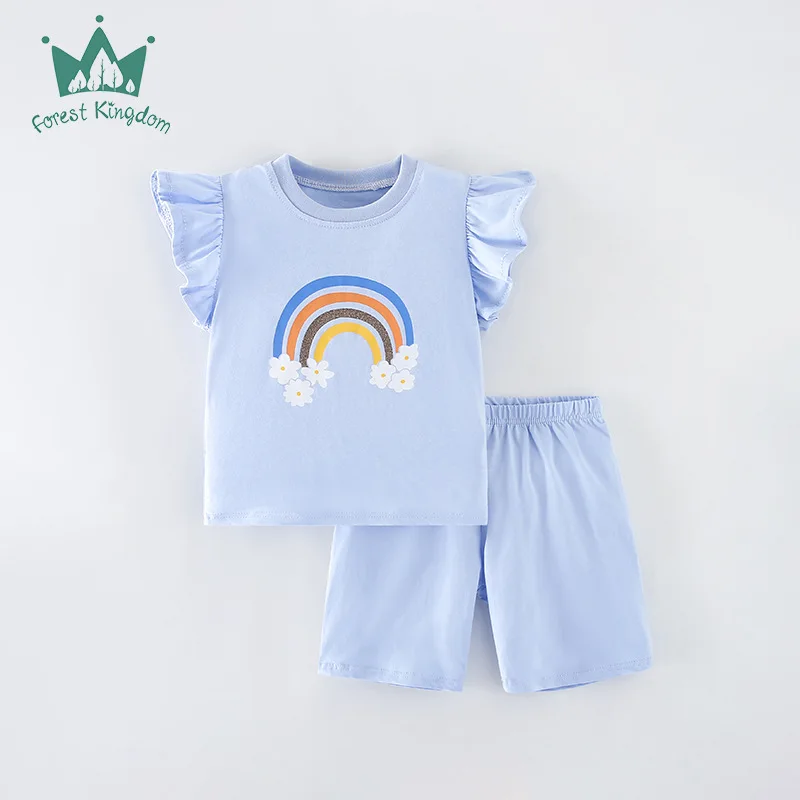 Girls' suit Children's clothing Summer new girls' short-sleeved T-shirt shorts two-piece set