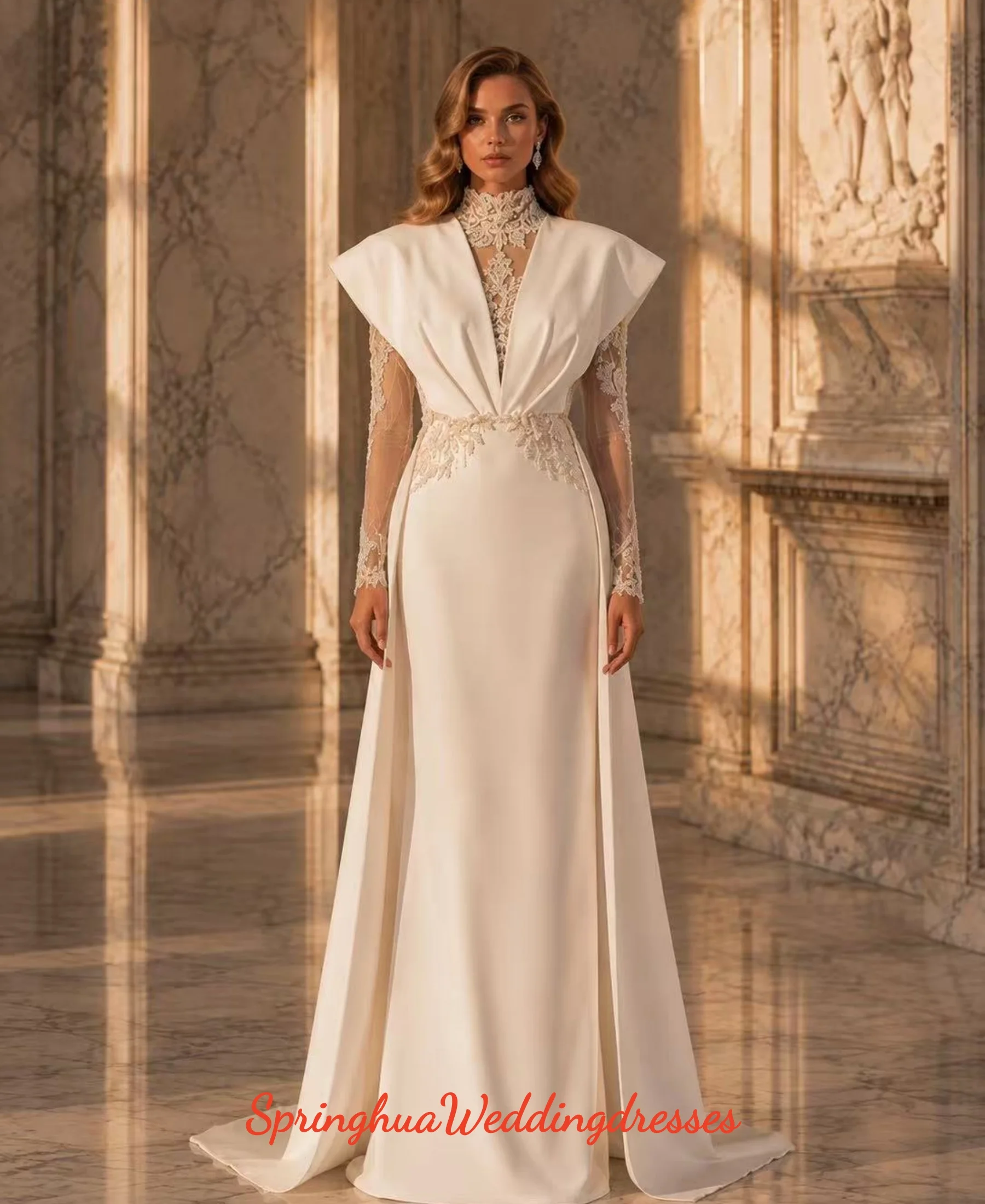 Customized Dress Elegant Vintage Sweet Blue Lace Appliqués V-Neck New Formal Occasion wedding Dress Evening Party Gowns
