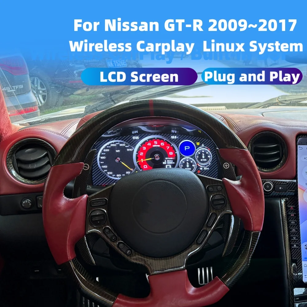 For Nissan GT-R GTR 2009~2017 Speedometer Virtual Cockpit Speed Meter LCD Cluster Instrument Panel Multimedia Player Dashboard