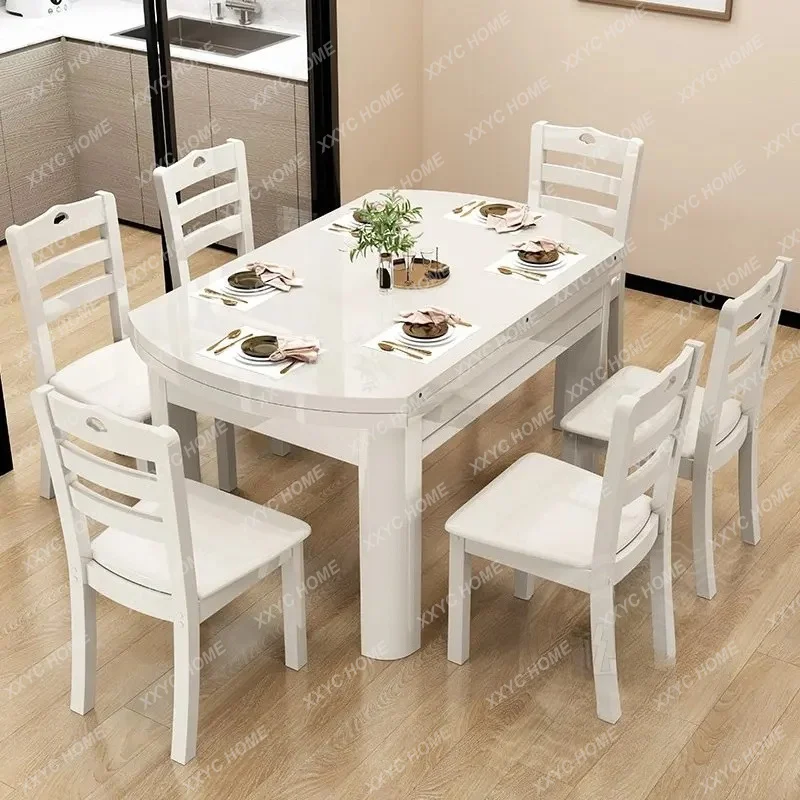 XX.Luxury Sets Wooden Dining Tables Wood Square Big  Petite Dining Tables Extendable Center Mesas De Comedor Furniture
