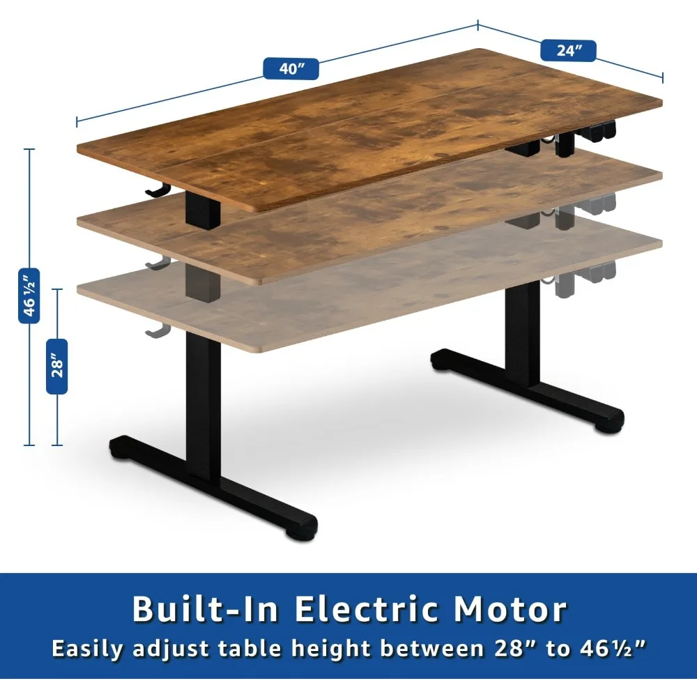 Upgraded 40 Electric Height-Adjustable Desk for Home Office: Large Rectangular Computer or Laptop Table with Durability