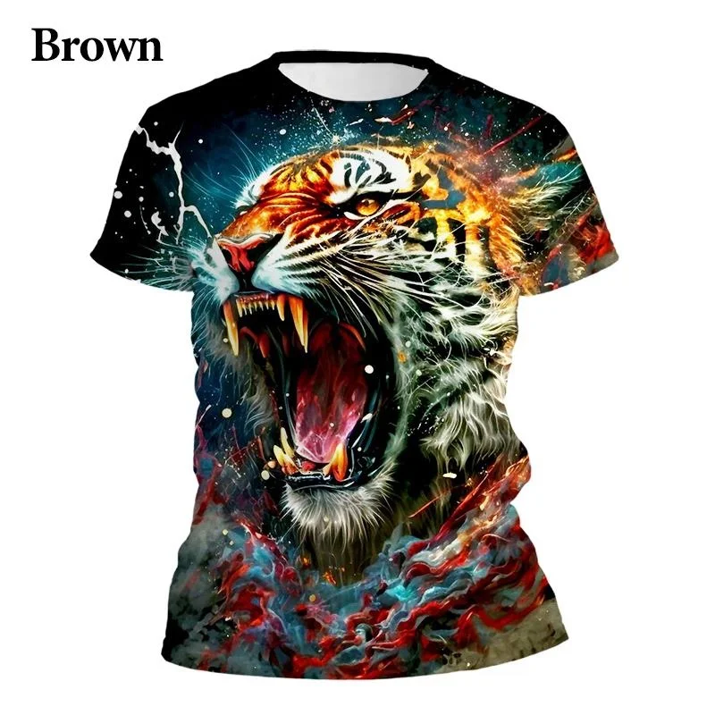 

Men Summer Fashion 3D Tiger Printed T Shirts Personality Cool Printing Graphic Tee