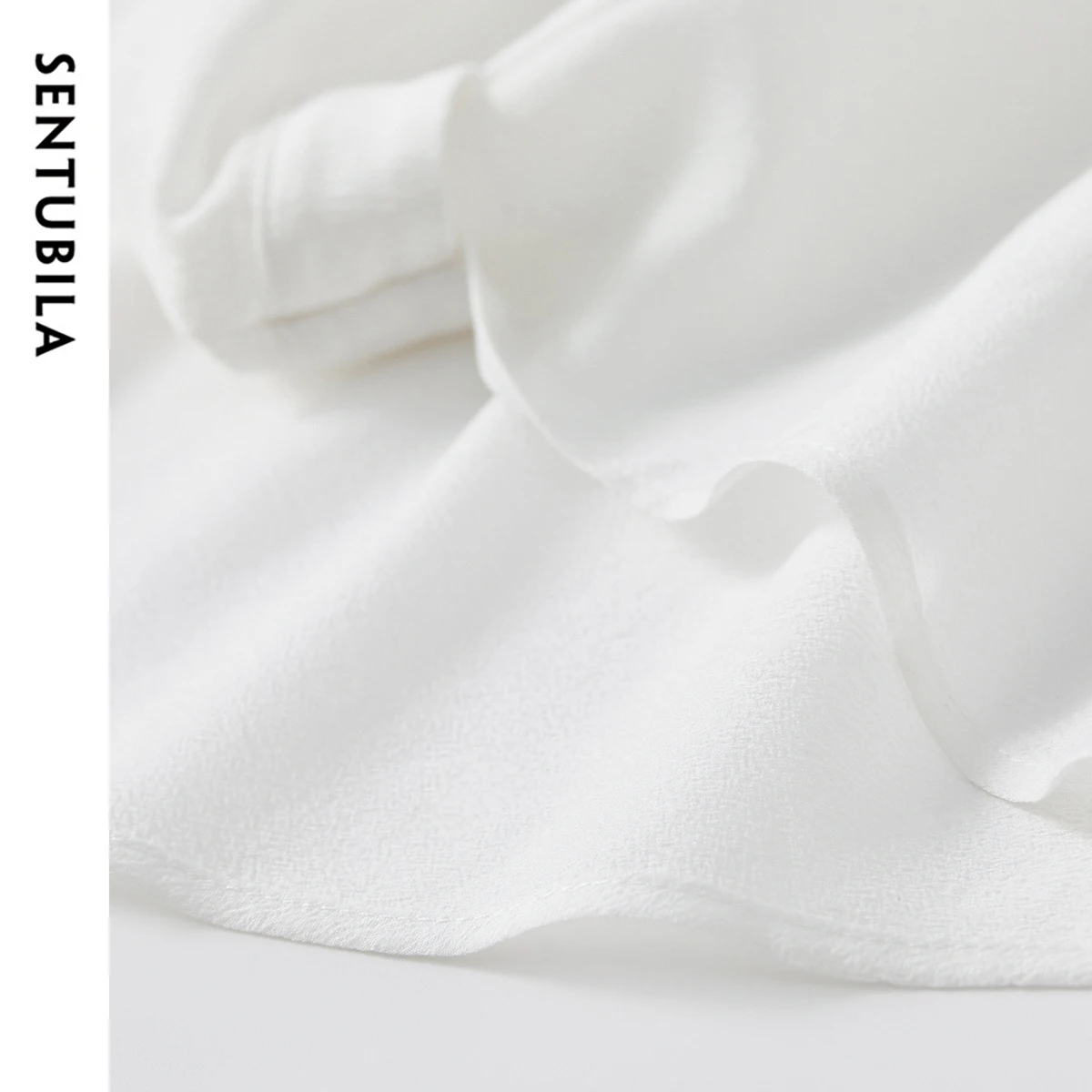 SENTUBILA Irregular Womens Shirt 2025 Fashion Drop Sleeve V Neck Solid Color Officewear Button Simple Shirts & Blouses 152C59275