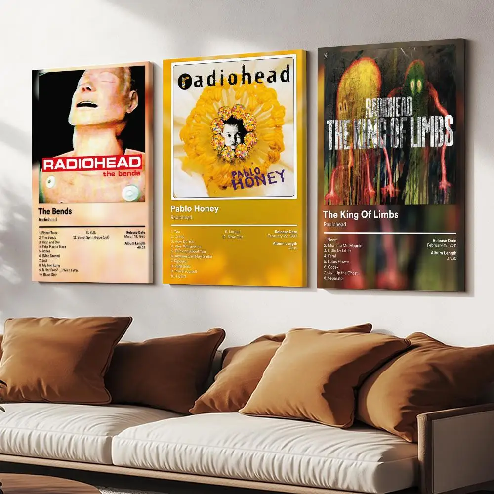 Band R-Radiohead Album Cover Painting Calligraphy Wooden Framed Canvas Poster Wall Art HD Waterproof Print Home Decor