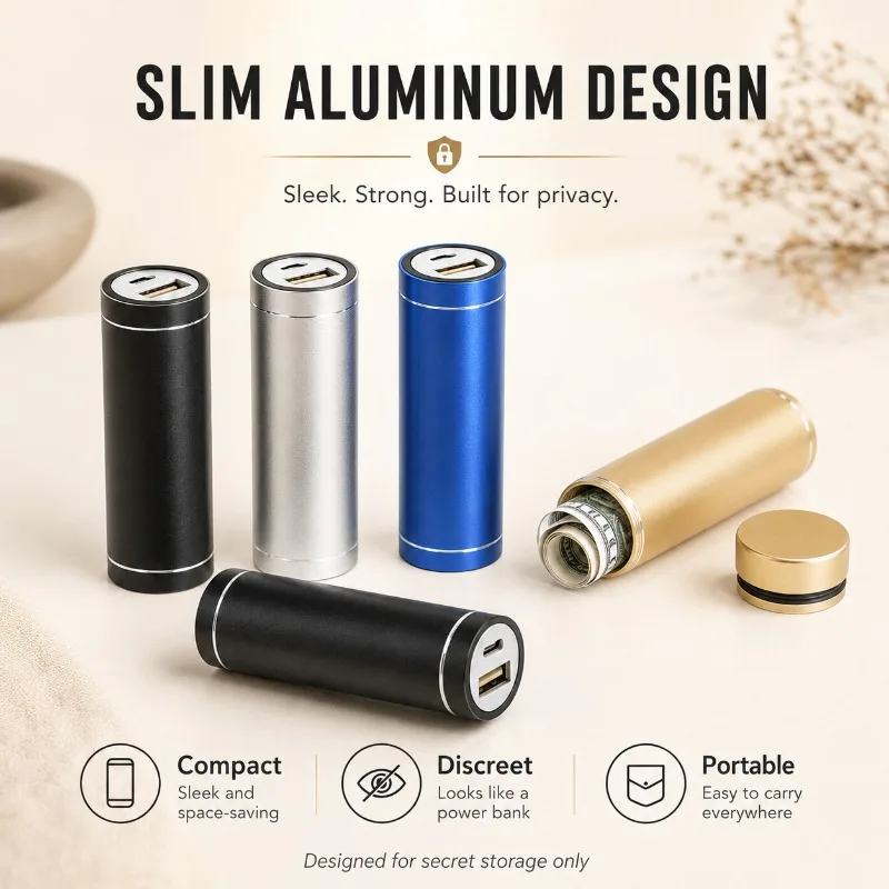 Fake Power Bank Hidden Compartment Diversion Safe Pocket Secret Stash Storage Container for Cash Keys Jewelry Non-Charging