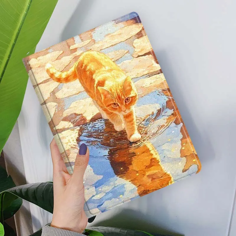 Cartoon Cat Moon Water Stars For Samsung Galaxy Tab S11 S10 S9 S8 S7 S6 A11 A9 A8 A7 10.5 10.4 Lite FE Plus Inch Tablet Case