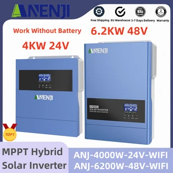 4KW 6.2KW Inwerter solarny 24V 48V 220V Hybrydowy inwerter off-grid On Grid Wbudowany MPPT 100A 120A Ładowarka solarna do systemu energetycznego
