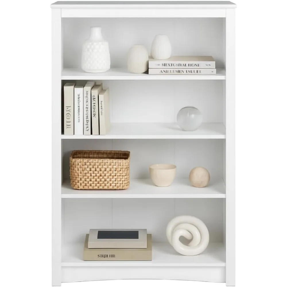 رف كتب أبيض حديث بطول 48 بوصة على طراز سونوما مكون من 4 طبقات قابل للتعديل مع خزانة تخزين #1