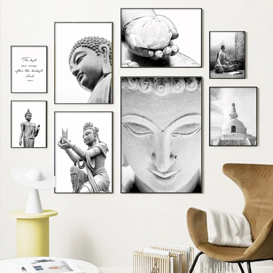 

Nordic Sakyamuni Buddha Culture Sculpture Wall Art Canvas Living Room Decor Posters Print Modern Minimalist Home Decor