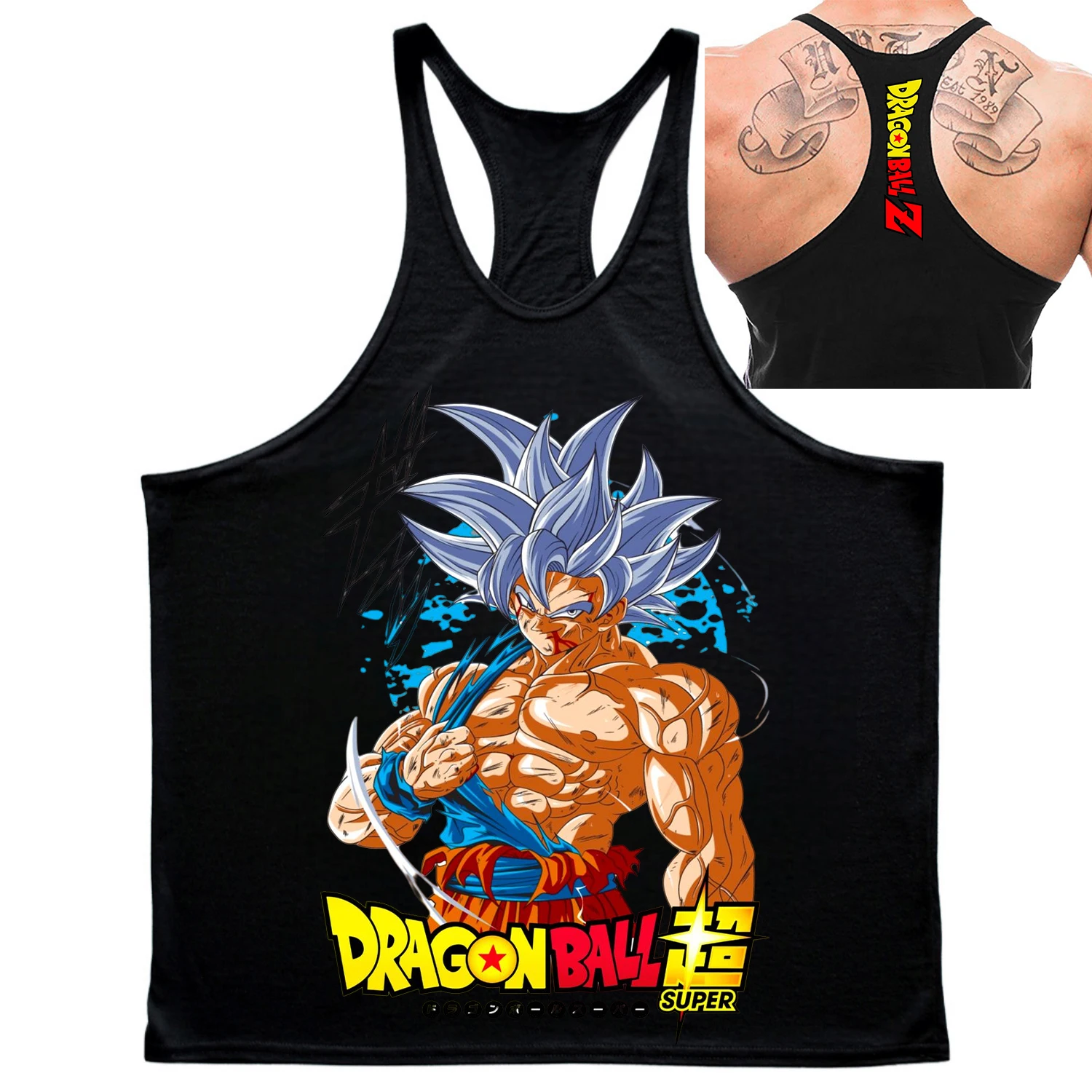 Neues Goku Herren-Tanktop, 100 % Baumwolle, Weste, japanischer Anime, Dragon Ball, schnell trocknend, ärmellos, Unterhemden, Fitness, Muskelaufbau-Top
