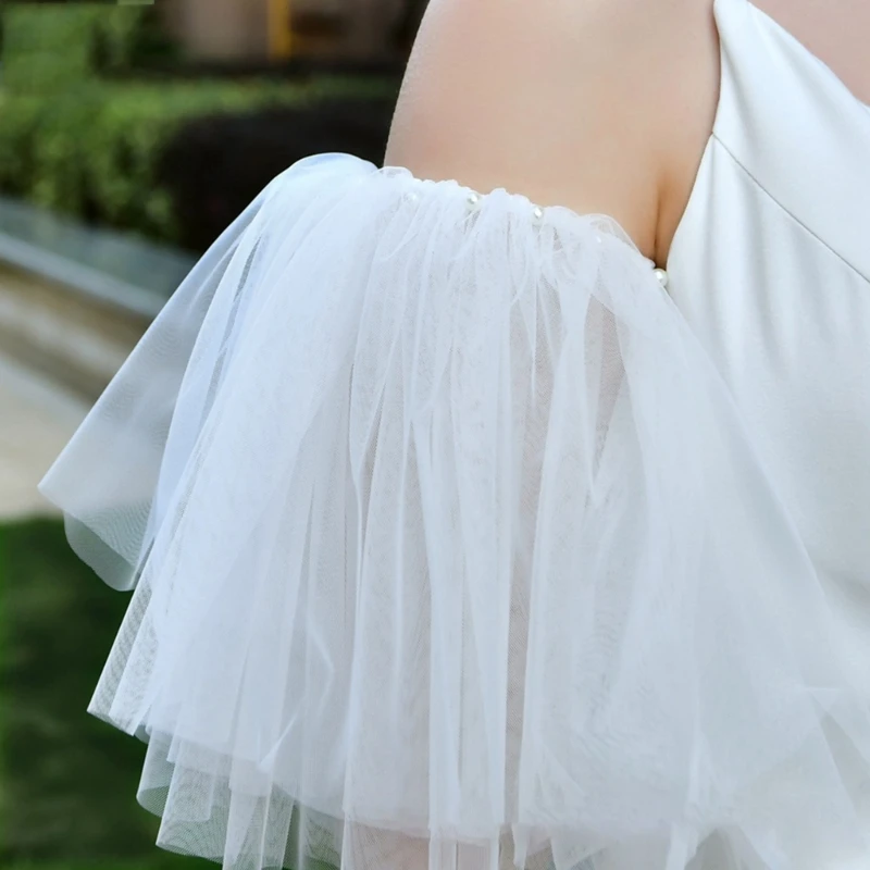 Detachable Bridal Puff Sleeves Wedding Removable Long Sleeves White Handmade Elegant Wedding Bridal Arm Decorations