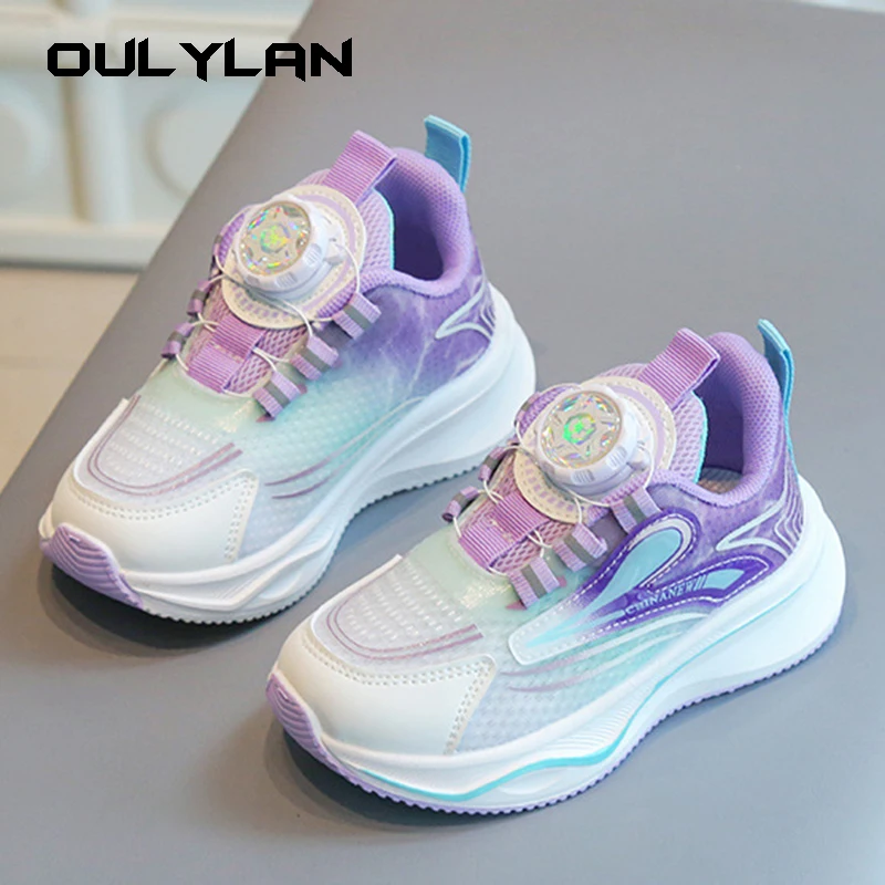 

Children Sports Shoes 2024 Fashoin Boys Casual Sneakers Rotating Button Girls Running Shoes Baby Mesh Elasticity Soft Sole Shoes