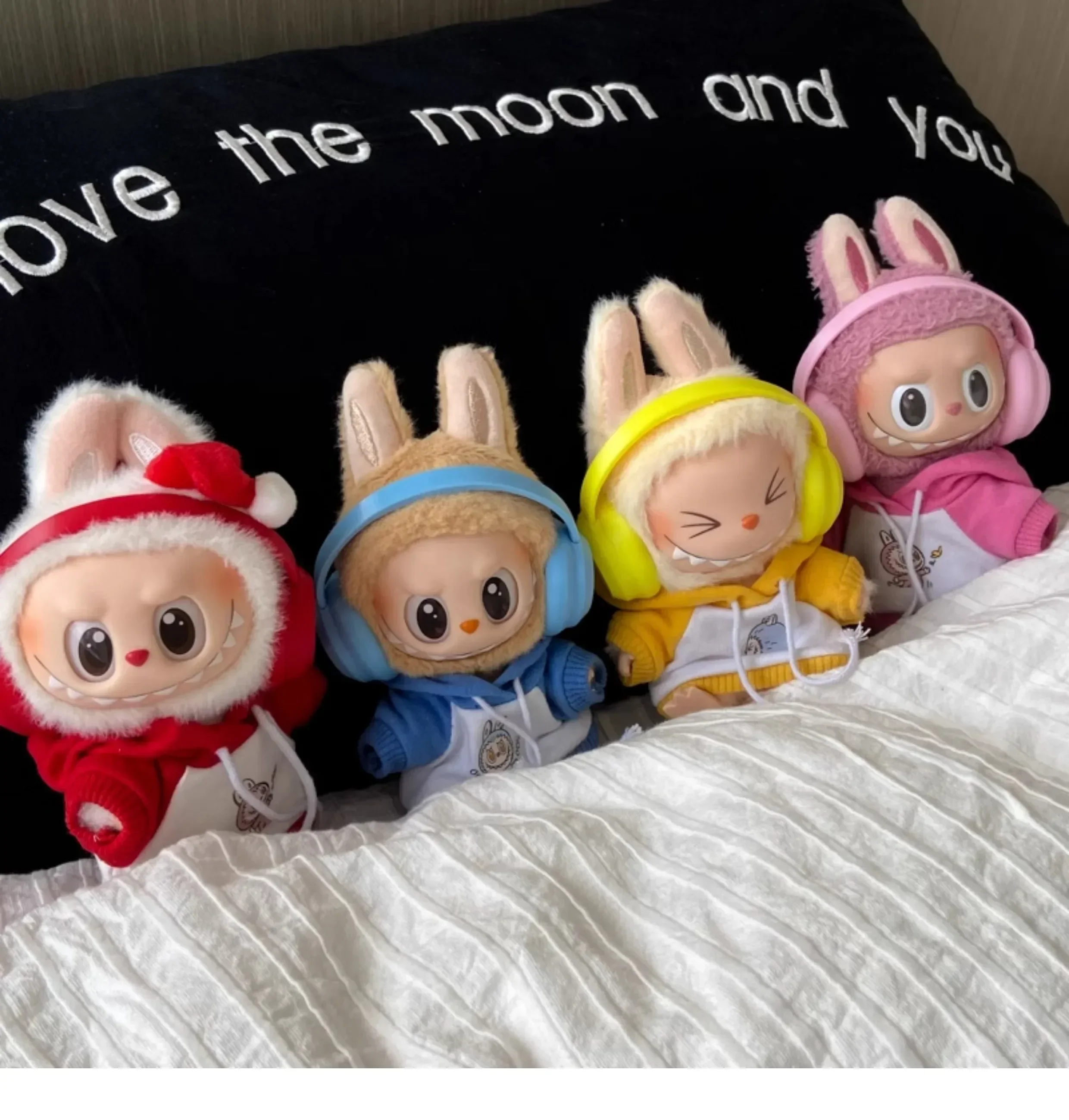 For Labubu 17cm Macaron Color Cotton Doll Earphone Accessories 10cm Fashion Earphones Cute Doll Earphones