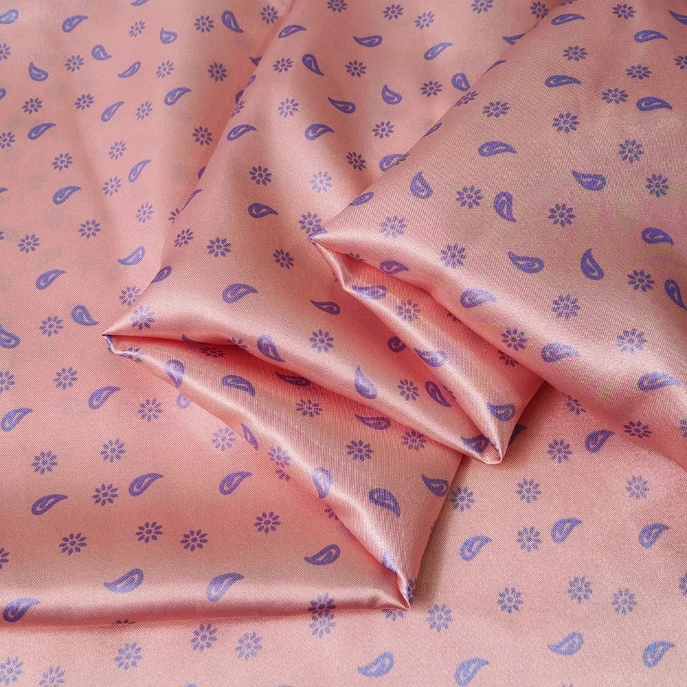 1 Meter x 1,48 Meter Retro Blumenmuster Paisley Satin Stoff Schal Seidiger Charmeuse Schal Futtermaterial – Detail 9