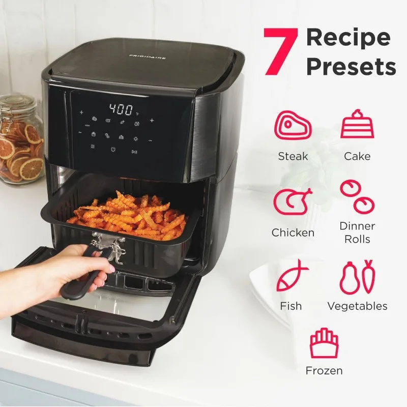 5 In 1 Grote Lucht Friteuse Broodrooster Oven Combo - 12.6 Qt Totale Capaciteit, 3.7 Qt Mand-7 Voorgeprogrammeerde Recepten, Airfryer