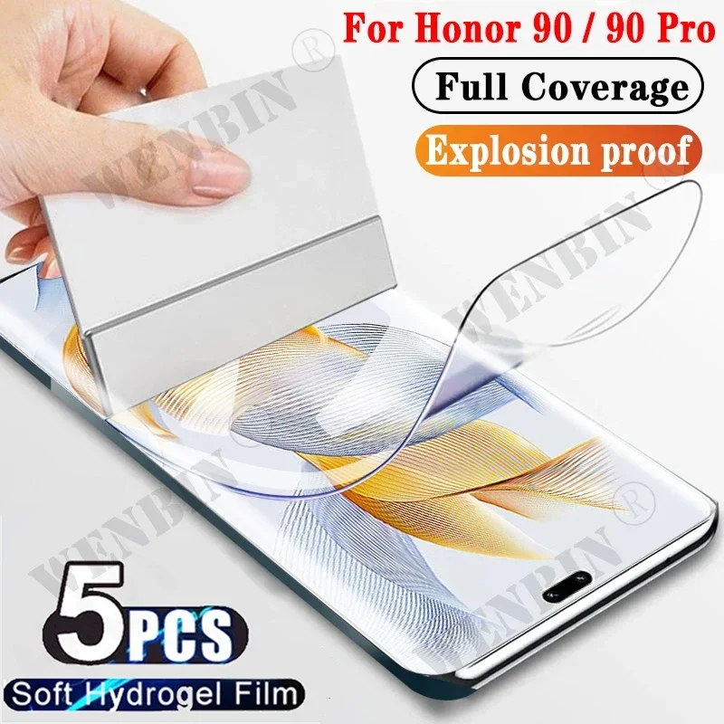 5 Pcs Hydrogel Film For Honor 90 100 80 70 Pro Lite Magic 6 5 4 Pro Lite X9A X8A X7A X9B X8B X7B Full Cover Screen Protector