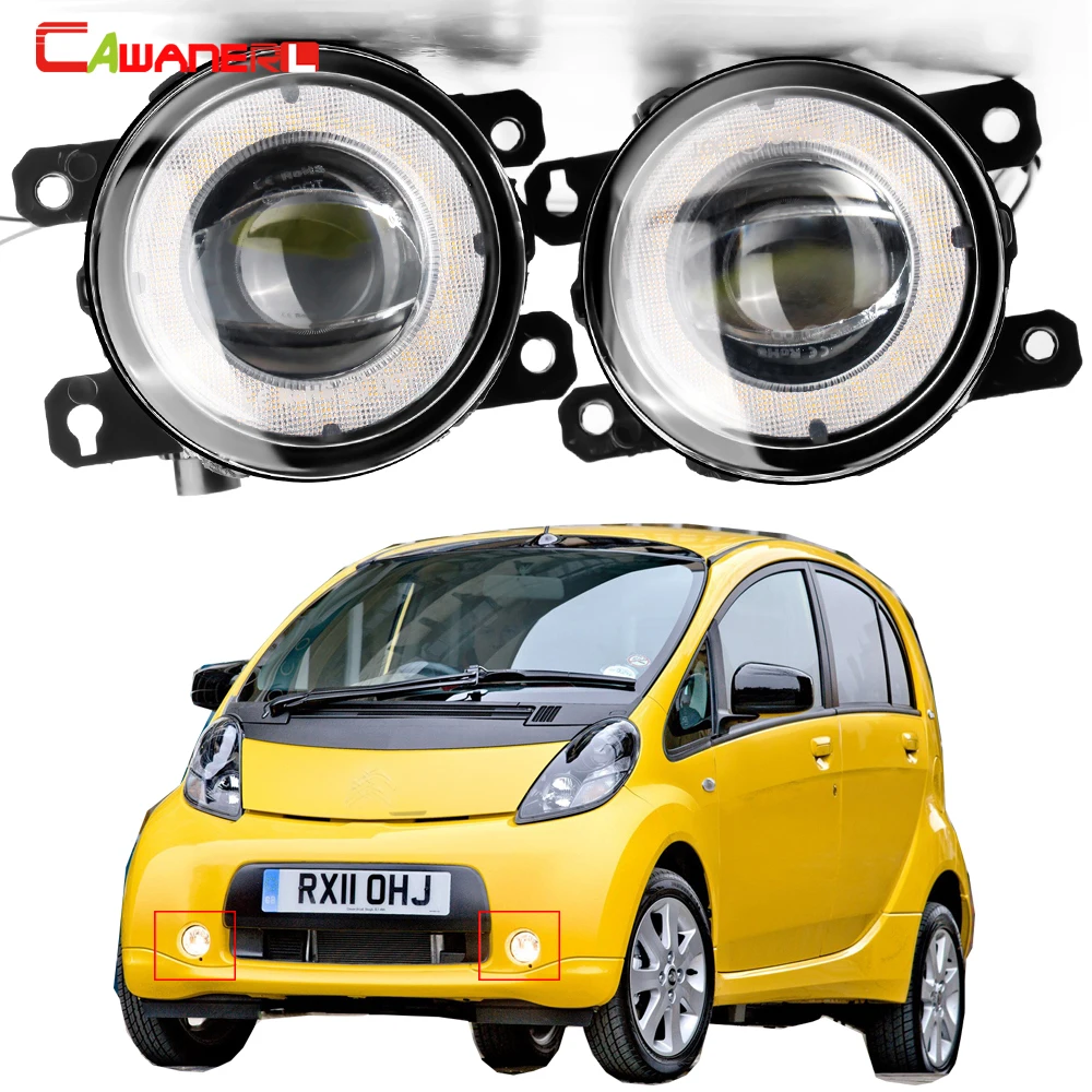 2 X Angel Eye LED Fog Light For Citroen C-Zero Czero Mitsuoka Like 2009-2018 30W 8000LM Car Front Fog DRL Daytime Running Lamp