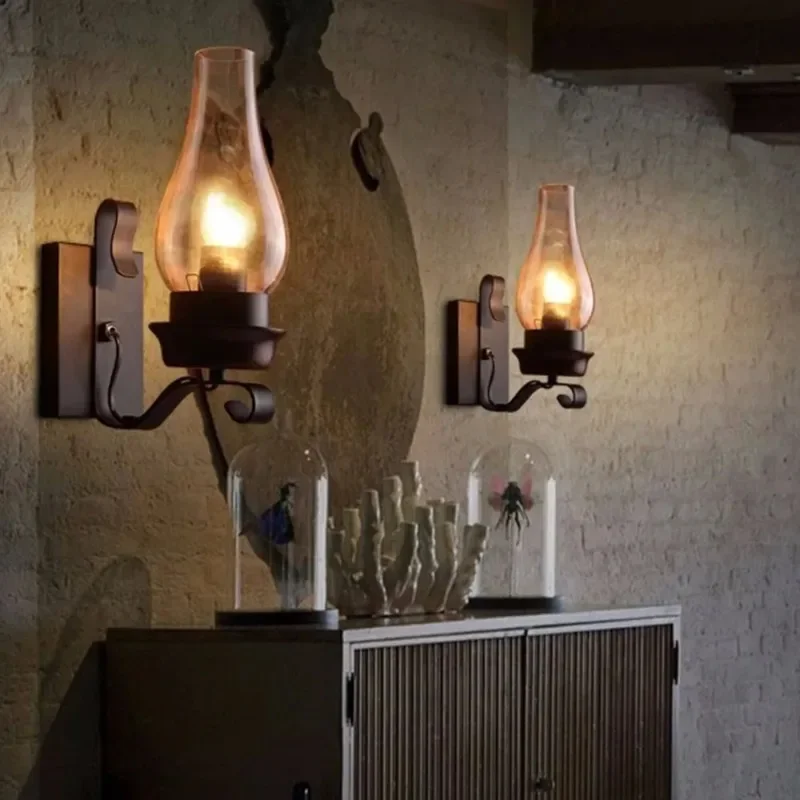 

Antique Rustic Iron Sconce Industrial Wall Lamp Retro Metal Light Lighting Porch Edison Style Wall Lamp Sconce