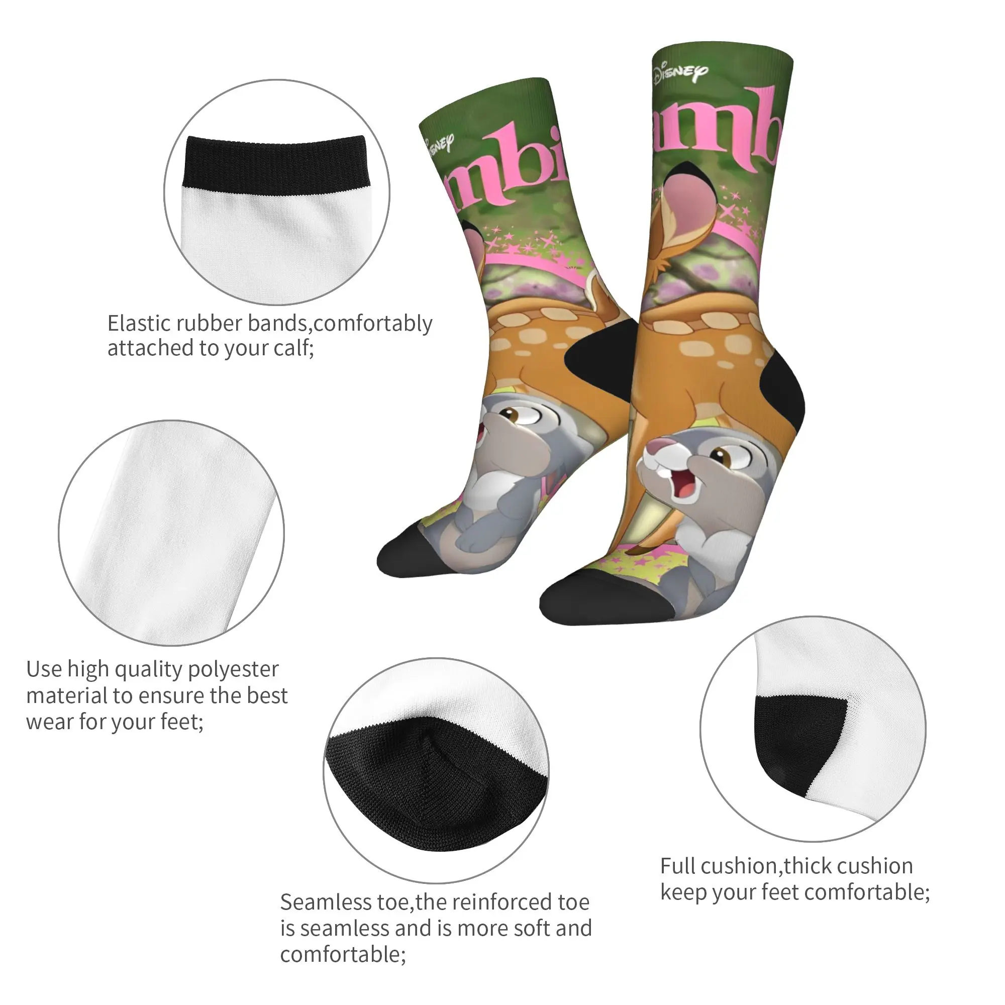 بامبي الكرتون الجوارب الجدة جوارب الخريف المضادة للبكتيريا النساء الرجال الجوارب تنفس نمط الدراجات الجوارب