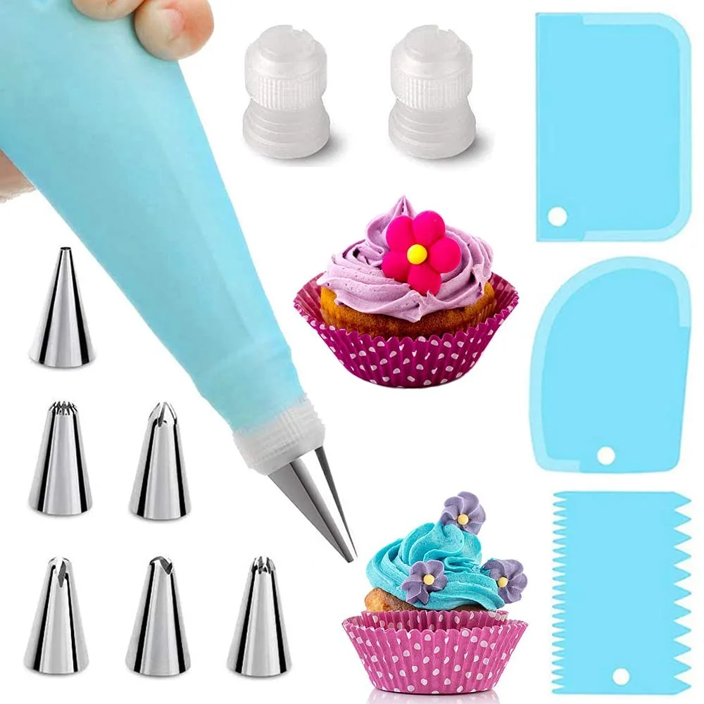 1Set Reusable Cream Pastry Bags with 6/12 Numbered Icing Piping Tips Cake Frosting Flower Mouth Decorations for Baking