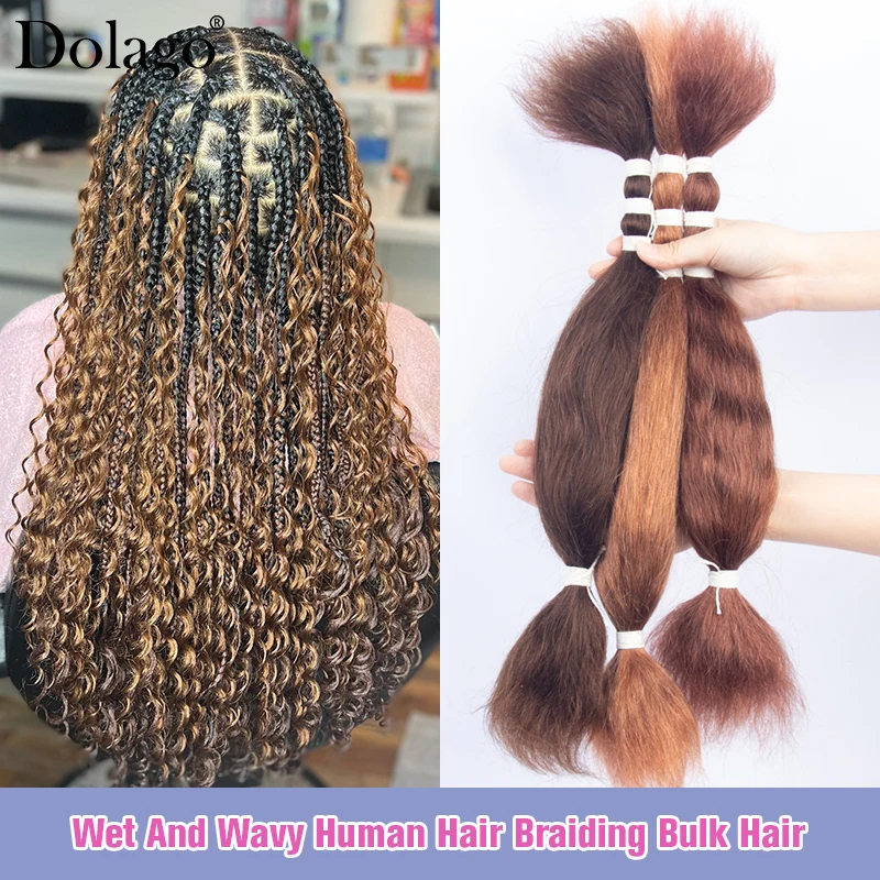 

Colored Human Bulk Hair For Braiding Wet And Wavy Hair Bundles No Weft Hair Extensions For Braiding Locks Microlocs Hobo Braids