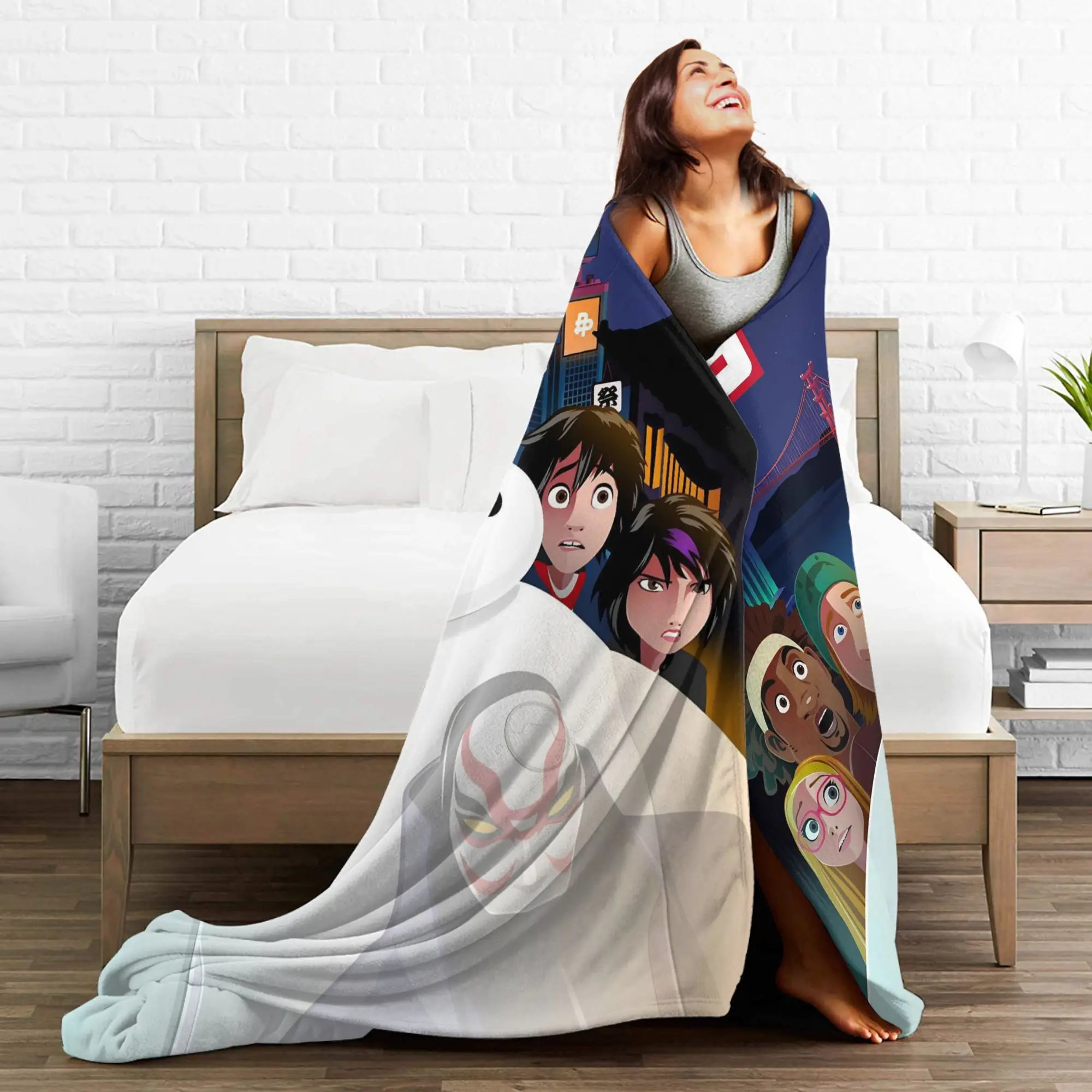 كبير بطل Baymax درع بطانية هيرو حمادا الصوف مضحك الدافئة رمي البطانيات للمنزل ربيع الخريف سيارة #3