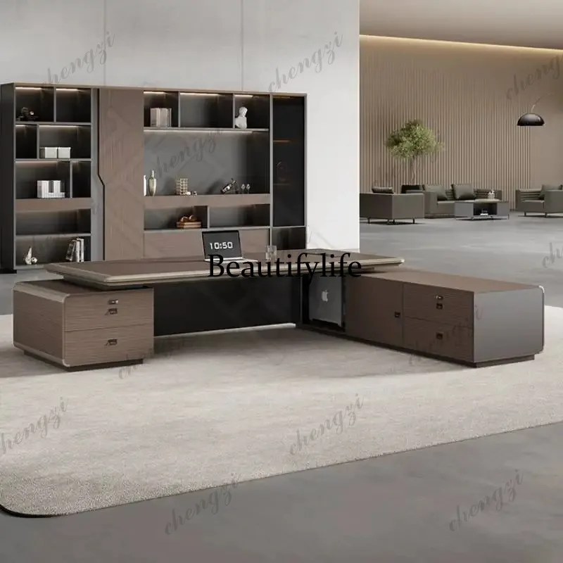 

PPP Luxury Aesthetic Office Desk Organizer Drawers Nordic Wooden Study Computer Desk L Shaped Modern Mesa Escritorio Furniture